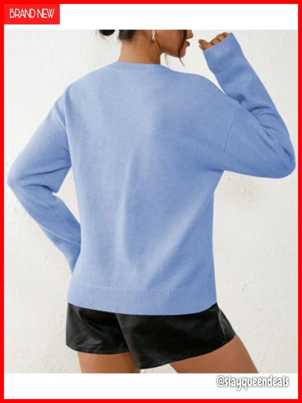 Women's Long Sleeve Crewneck Pullover Floral Sweater Classic Knit Top